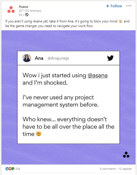 Social-Media-for-SaaS-What-Asana-HubSpot-Grammarly-Sendible-Do-Well-asana-linkedin-customer-feedback